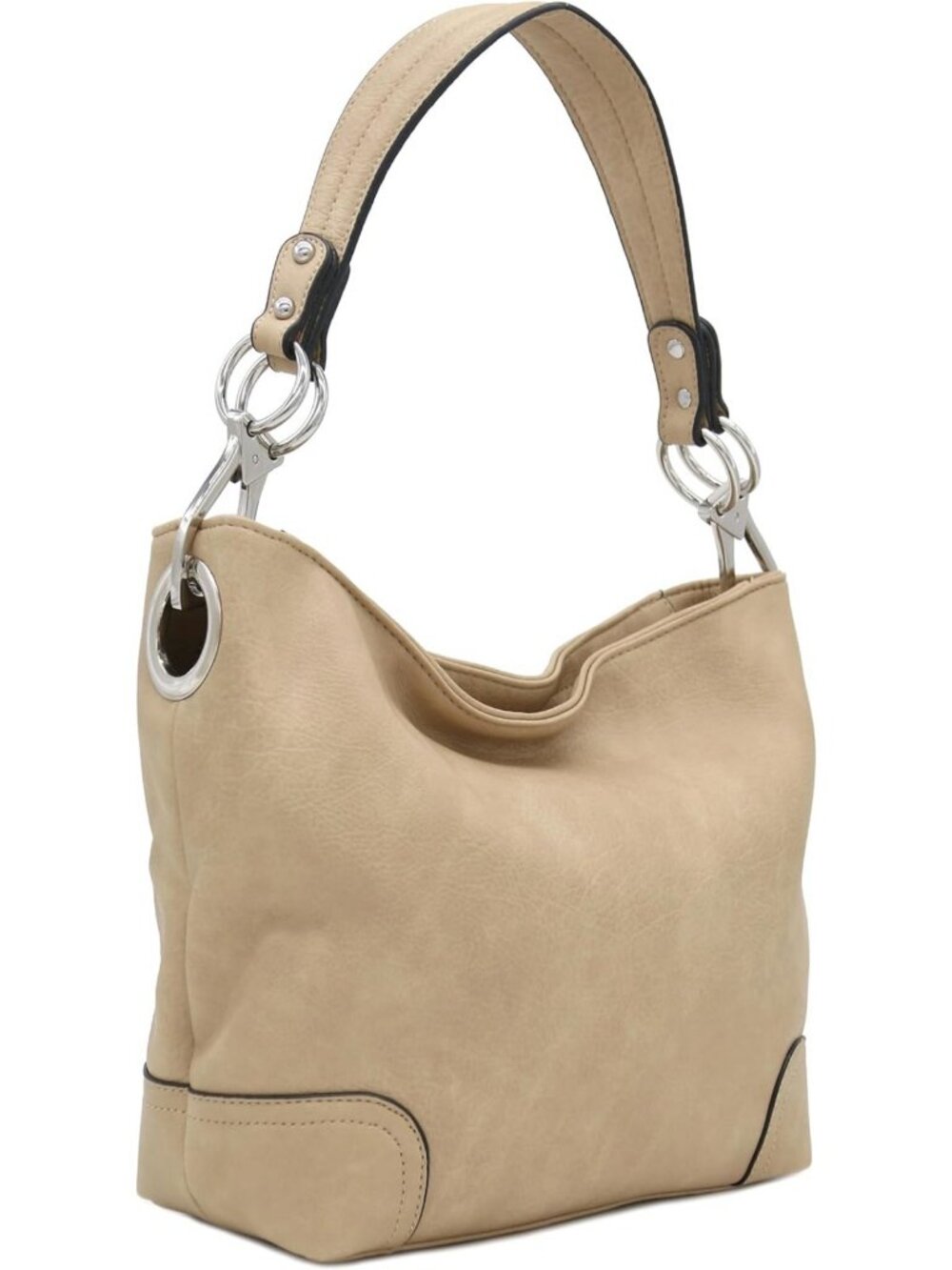 Stylish Hobo Shoulder Bag with Large Snap Hook, Chic Everyday Accessory